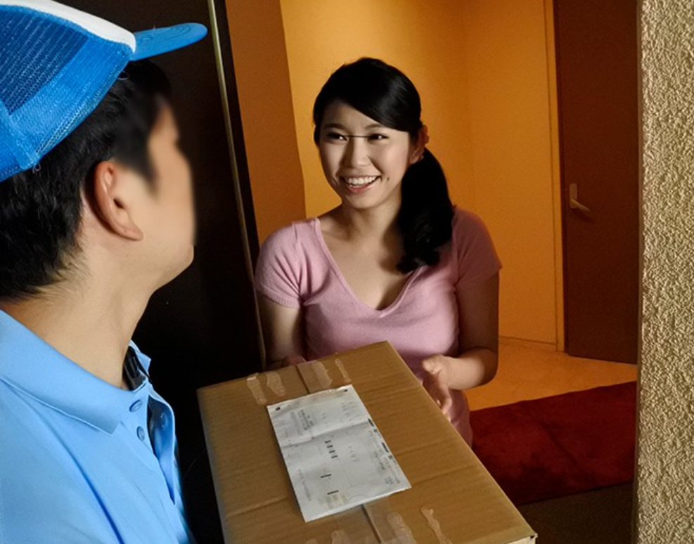 【人妻レイプ】”え？荷物受け取るだけじゃ…？”玄関の外にいたのは性欲MAXのイケメン宅配員！求められて感じてしまうスケベ妻