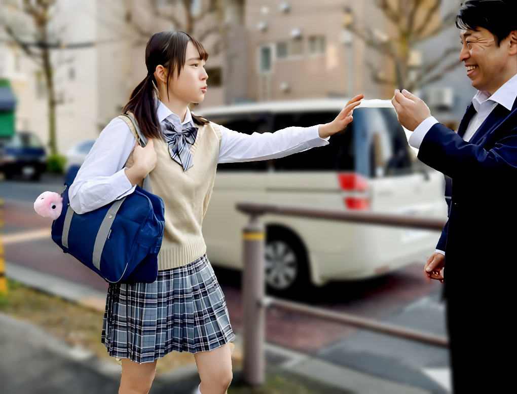 【女子校生レイプ】「今度こそ犯してヤル…」ミニスカの貧乳美少女JKが中年男に粘着されて強引に犯されちゃう！